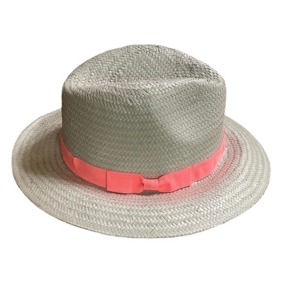 Panama Hat - Woven Construction - Gray Combo - Contrast ribbed panel with bow - Picture 2 of 7